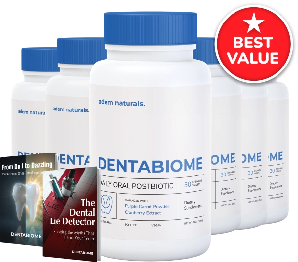 DentaBiome oral postbiotic chewable tablets, six bottle pack