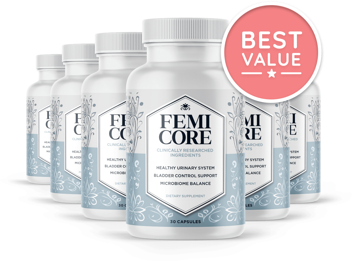 FemiCore bladder control support capsules, six bottle pack